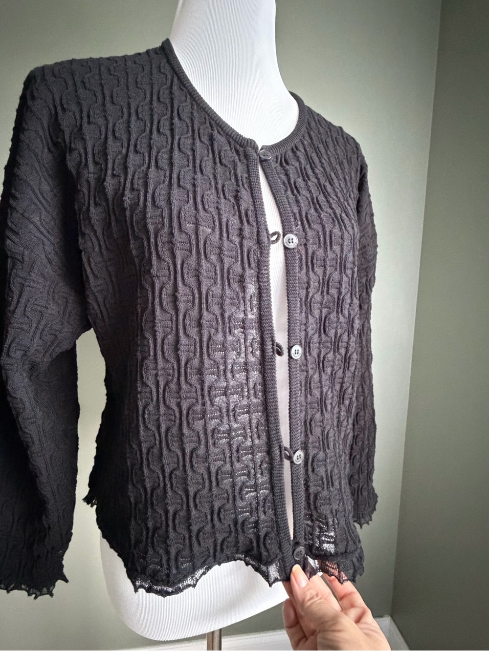 Bimba y Lola geometric Textured Cardigan in Black Size Small New w/o tags